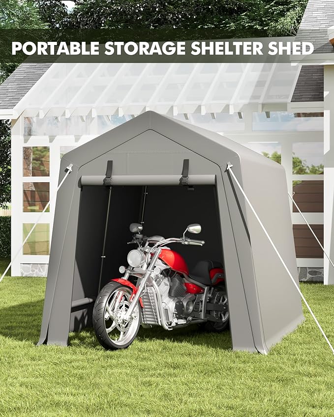 6 x 8 ft Carport Storage Shed, Portable Garage - Image 2