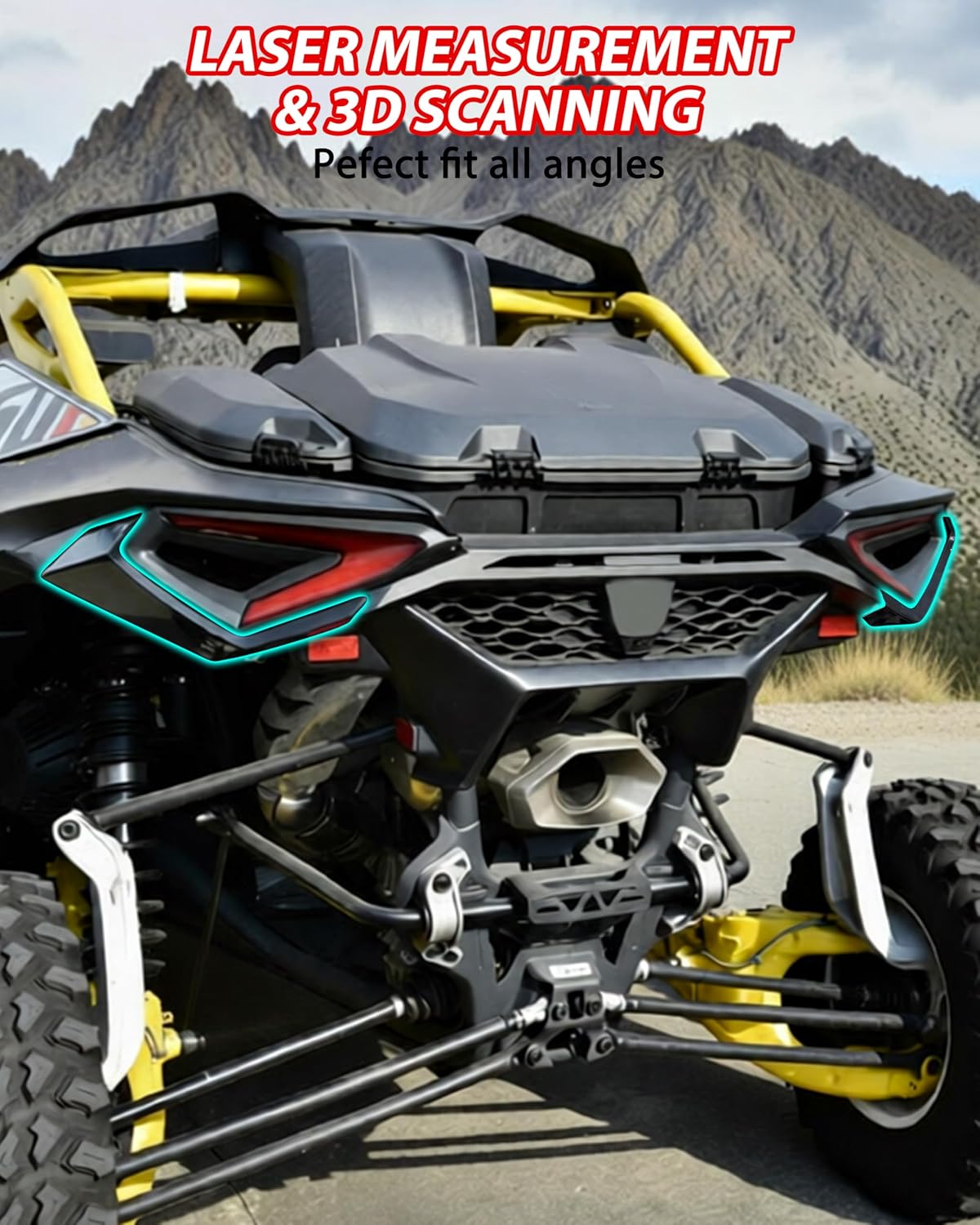 SAUTVS Black Rear Left & Right Taillight Trim Panel Kit for Can-Am Maverick R MAX X RS RC 2024-2026 Models Accessories, Replace #708303788#708303789