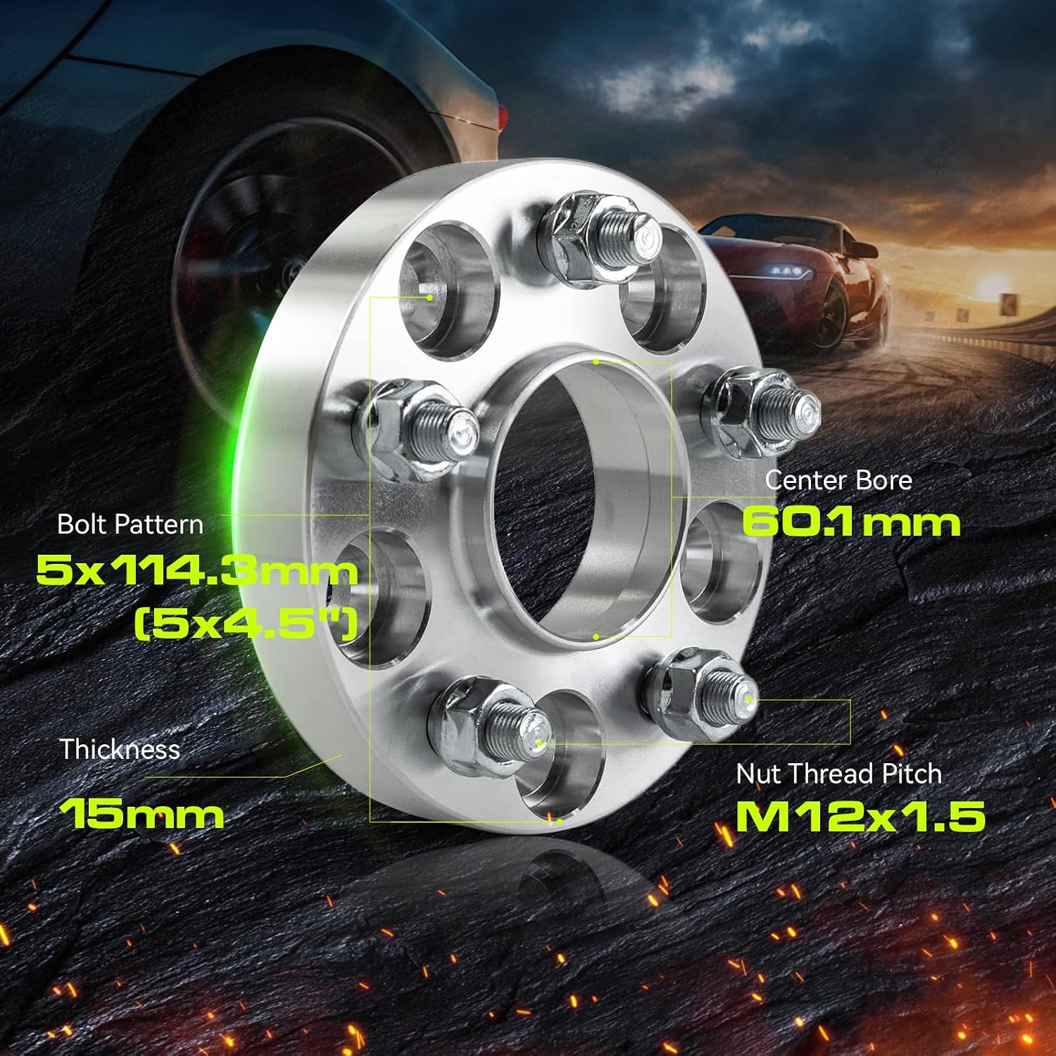 Customadeonly 15mm Hubcentric Wheel Spacers 5x114.3 Compatible for Lexus ES300 350, GS300 350 430,IS250 300 350,LS400 430 460,RC300 350, Camry Highlander Tacoma, tC xB (2pcs 60.1mm M12x1.5)