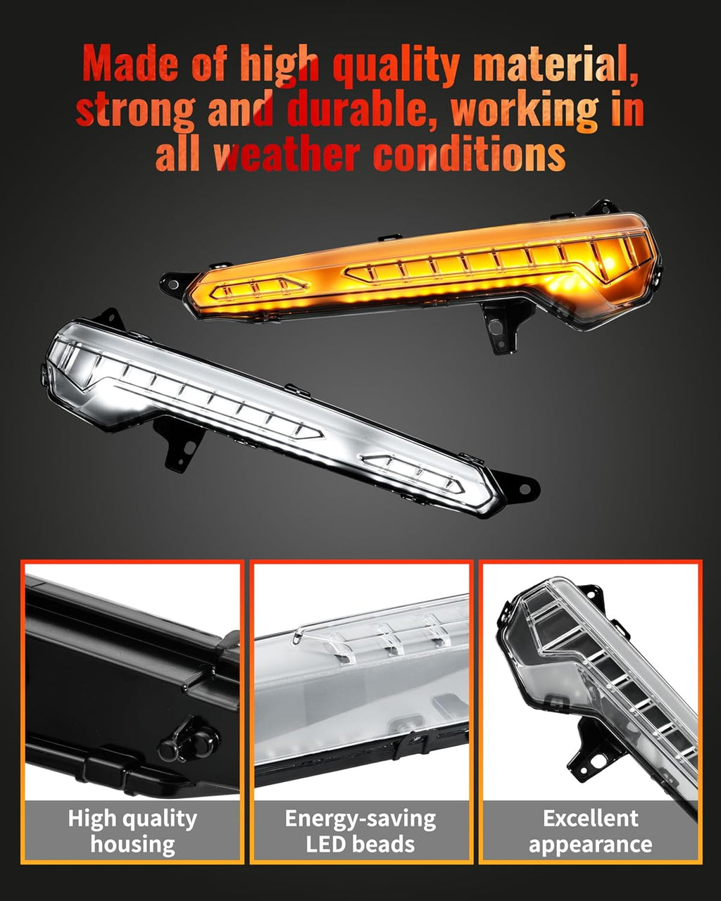 LED Daytime Running Lights for Can-Am Defender HD11 2026 Accessories, Front Auxiliary Lights Accent Fang Lights with DRL Turn Signal(2PCS, Replace #710009121, 710009122)