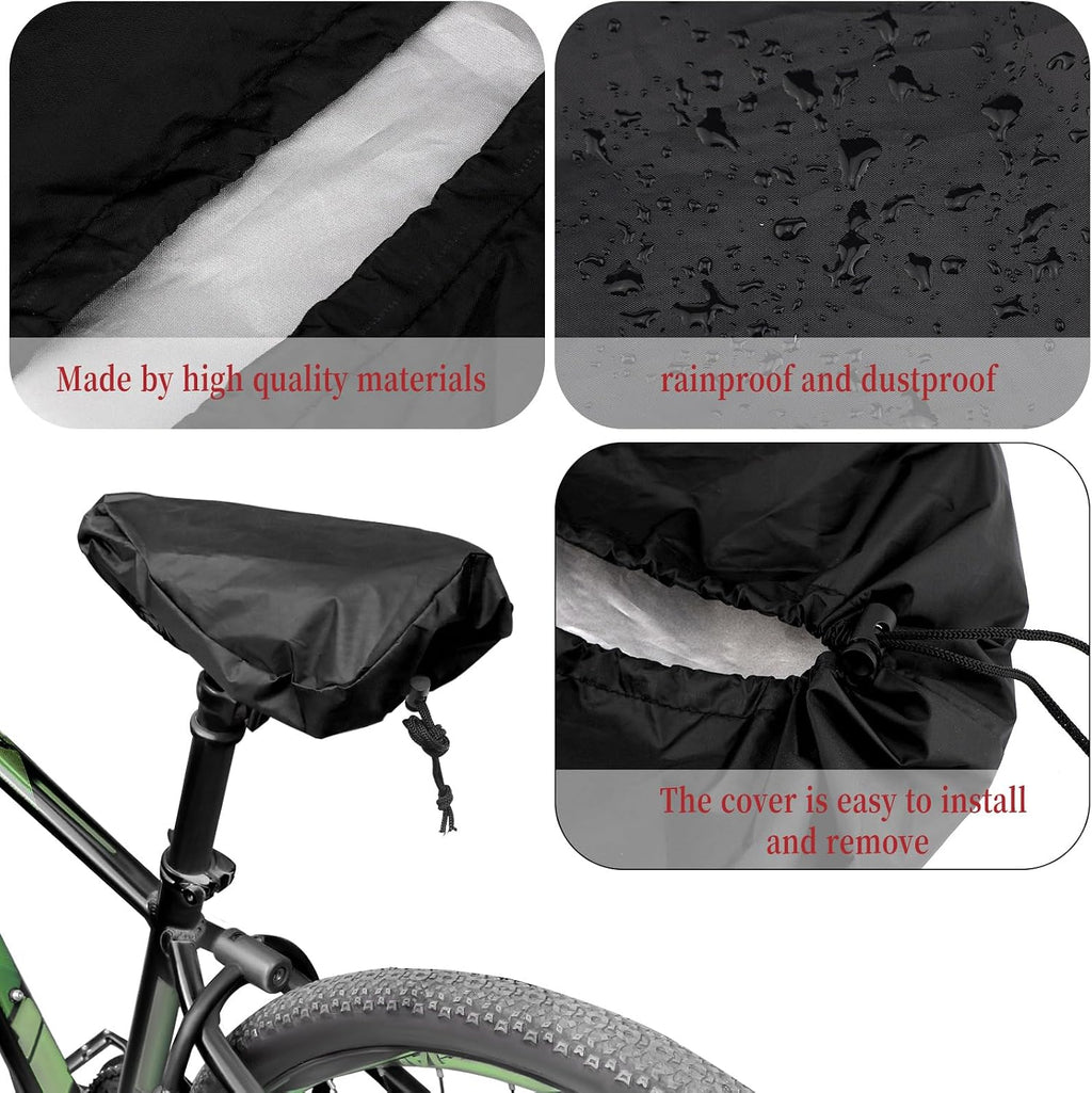 Waterproof Bike Seat Cover with Drawstring Resistant Accessories Bicycle Saddle Rain Dust Cover Cushion Protector