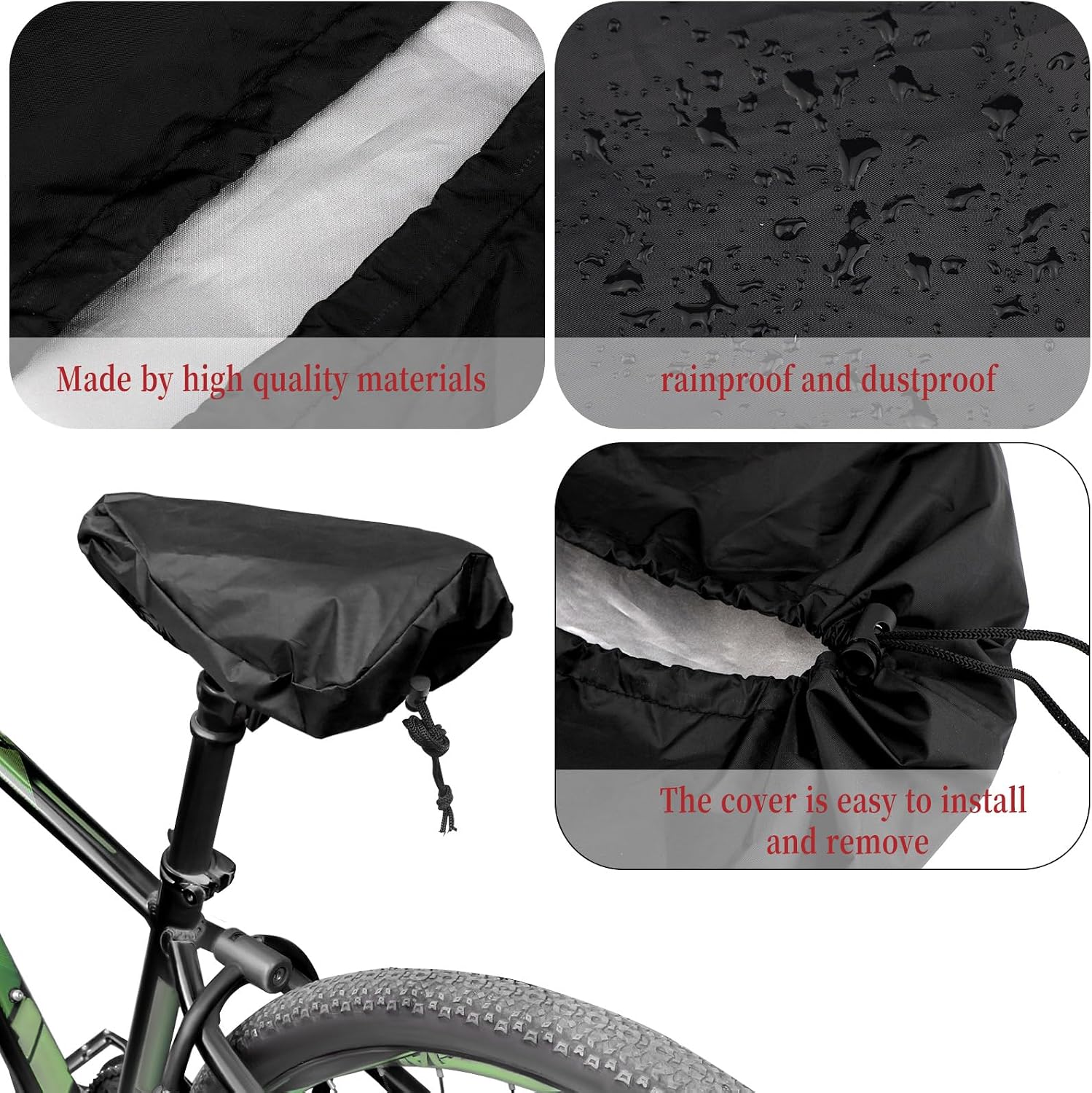 Waterproof Bike Seat Cover with Drawstring Resistant Accessories Bicycle Saddle Rain Dust Cover Cushion Protector