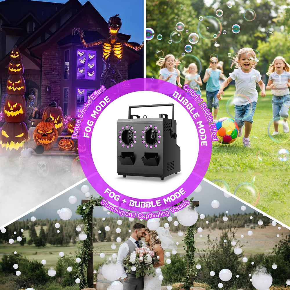 Fog Bubble Machine,1500W 3IN1 Smoke Bubble Machine with 24LEDs RGBW 4IN1 Ligh...