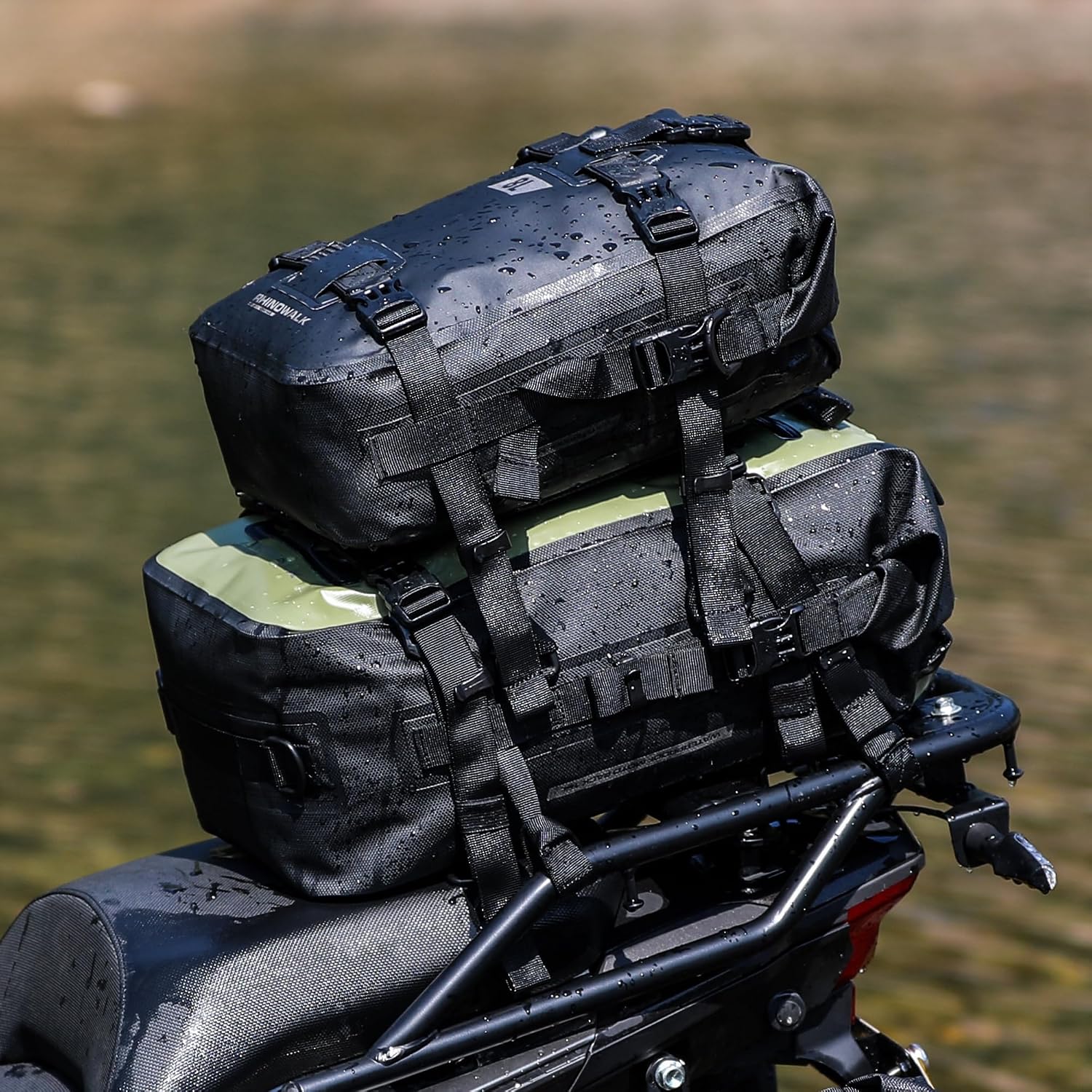 Rhinowalk Motorcycle Tail Bag, Travel Luggage Bags, Waterproof Rear Carrier, Motorcycle Rear Seat Bag Backpack, Rear Rack Trunk - Black 30L