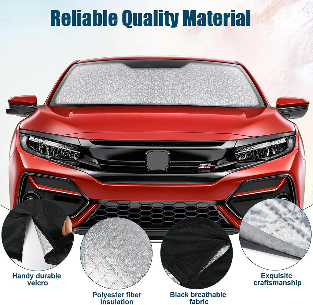 6 Layers Custom Fit Windshield Sun Shade for 2016-2021 Honda Civic, Foldable Car Sunshade with Storage Bag, Heat Reflective & UV Protection