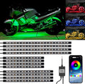 YUGUANG 12PCS Motorcycle Underglow Kit, Motorcycle Lights Underglow Kit with APP Control Multi-Color Music Sync Waterproof RGB Under Glow for Motorcycles