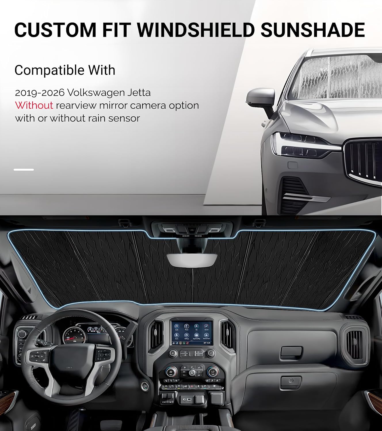 Pigenius Windshield Sunshade for Volkswagen Jetta 2019-2026 Without Rearview Mirror Camera - AstraGuard