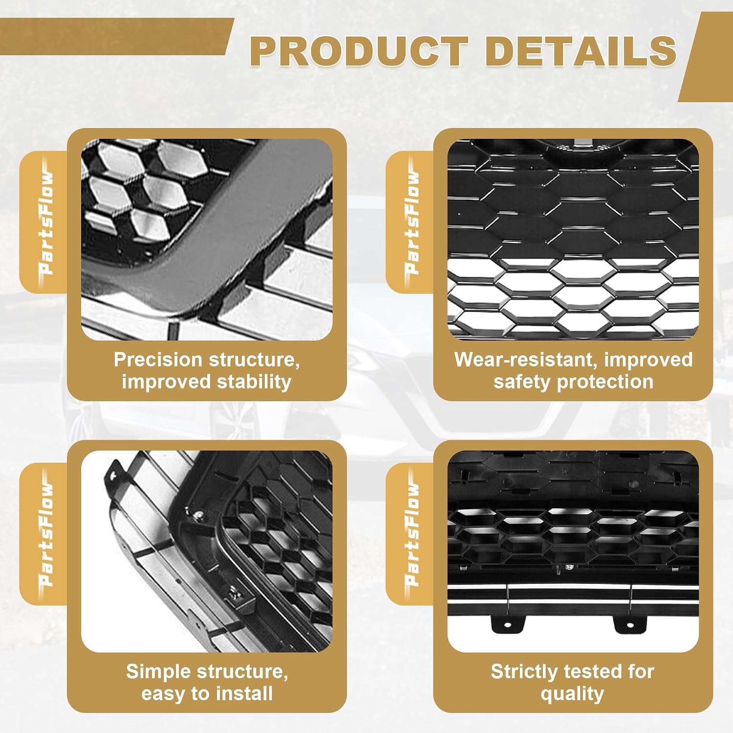 PartsFlow Front Upper Bumper Grille Hood Mesh Grill Assembly Compatible with 2019 2020 2021 2022 Nissan Altima S SL SV NI1200292,623106CA1A