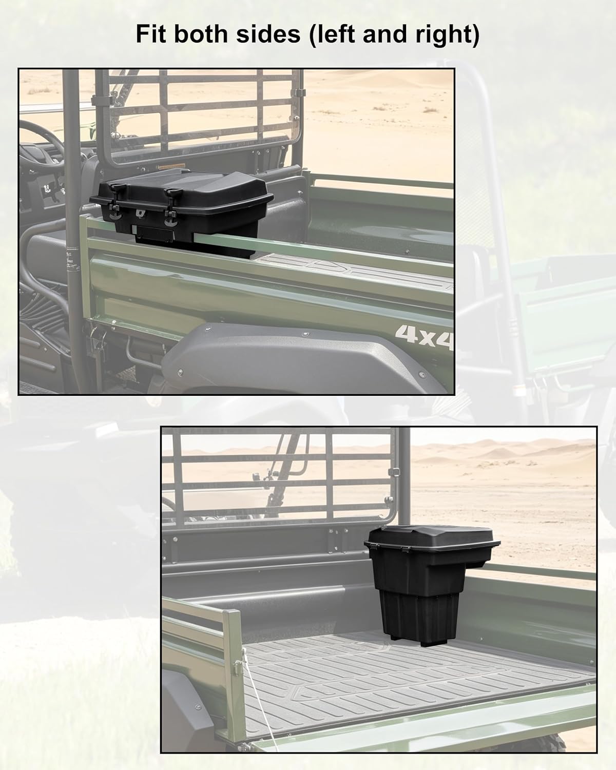 SAUTVS Cargo Box for Kawasaki Mule 4000 4010 2009-2027, Mule SX 2017-2027 | Rear Bed Storage Box, 20L PP Trunk Storage Bin, IP67 Waterproof, Removable Design