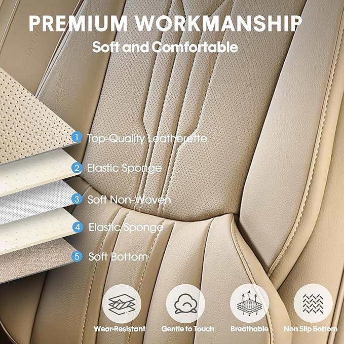 AOOG Front Seat Covers, Car Seat Covers Front Seats, Leather Seat Covers - Image 4