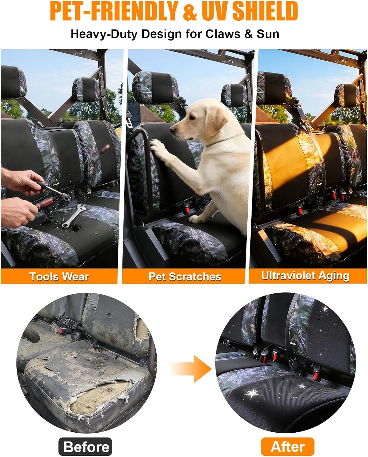 MDPROMCP Ranger XP 1000 Seat Covers, Split Back UTV Seat Covers Compatible with 2018 2019 2020 2021 2022 2023 2024 2025 2026 Polaris Ranger XP 1000, 2020 2021 2022 Ranger 1000 Camouflage