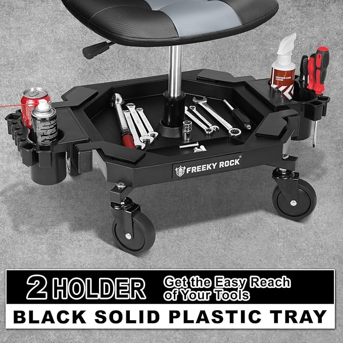 Rolling Stool with Wheels, Adjustable Height Pneumatic Garage Work Mechanic - Image 5