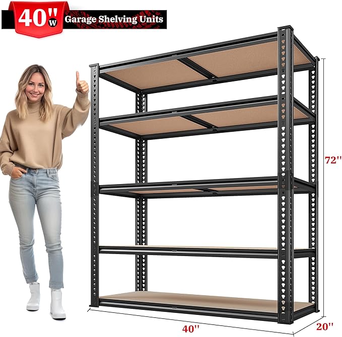REIBII 2500LBS Garage Shelving Heavy Duty 72''H Storage Shelves 40" W Heavy - Image 3