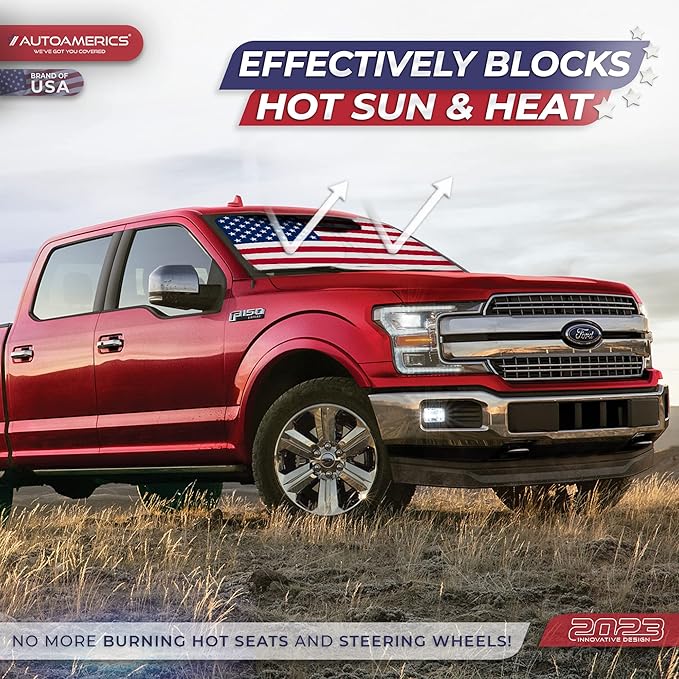 Autoamerics 1-Piece Windshield Sun Shade Original American Flag USA Patriotic - Image 3