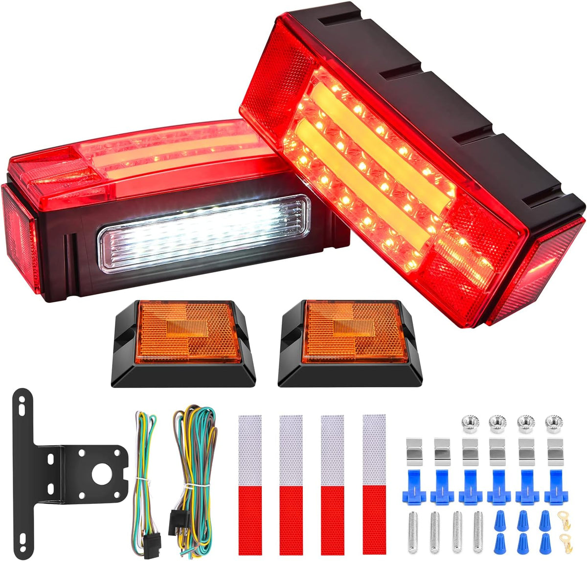 nilight 2pcs rectangular led trailer light kit with, main product view