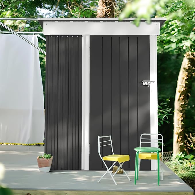 JUMMICO Metal Outdoor Storage Shed 5 x 3 FT Metal Shed - Image 6