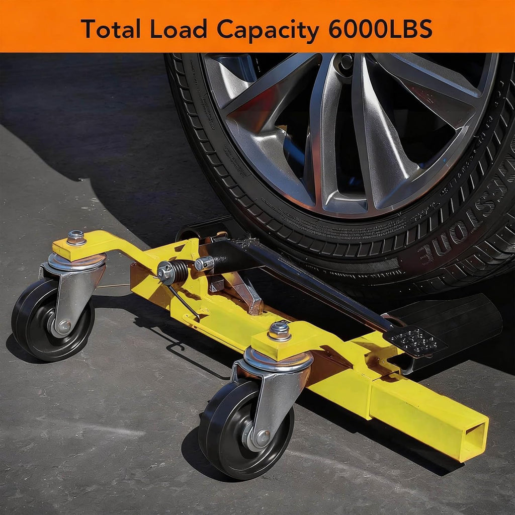 Garvee Car Wheel Dolly Set of 4, 1500 LBS Capacity Car Dolly with Hydraulic Tire Jack for Vehicle Positioning for Truck Rv Trailer, Yellow