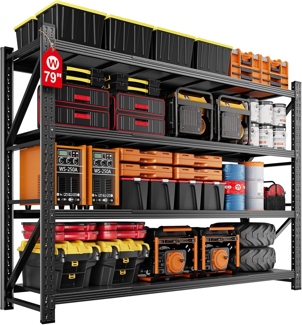 miiiko 79" w garage storage shelving unit,6000lbs heavy shown in use