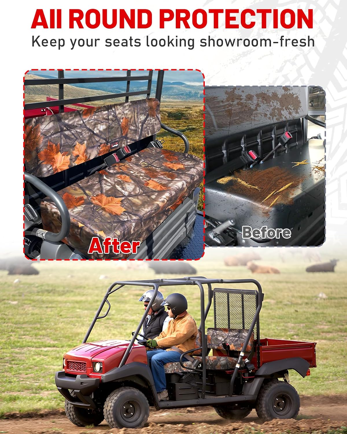 StarknightMT UTV Mule Bench Seat Covers Compatible with Mule 4010 4000 3000 3010 2001 2023 2025, Waterproof 1680D Oxford Fabric, Maple Camouflage