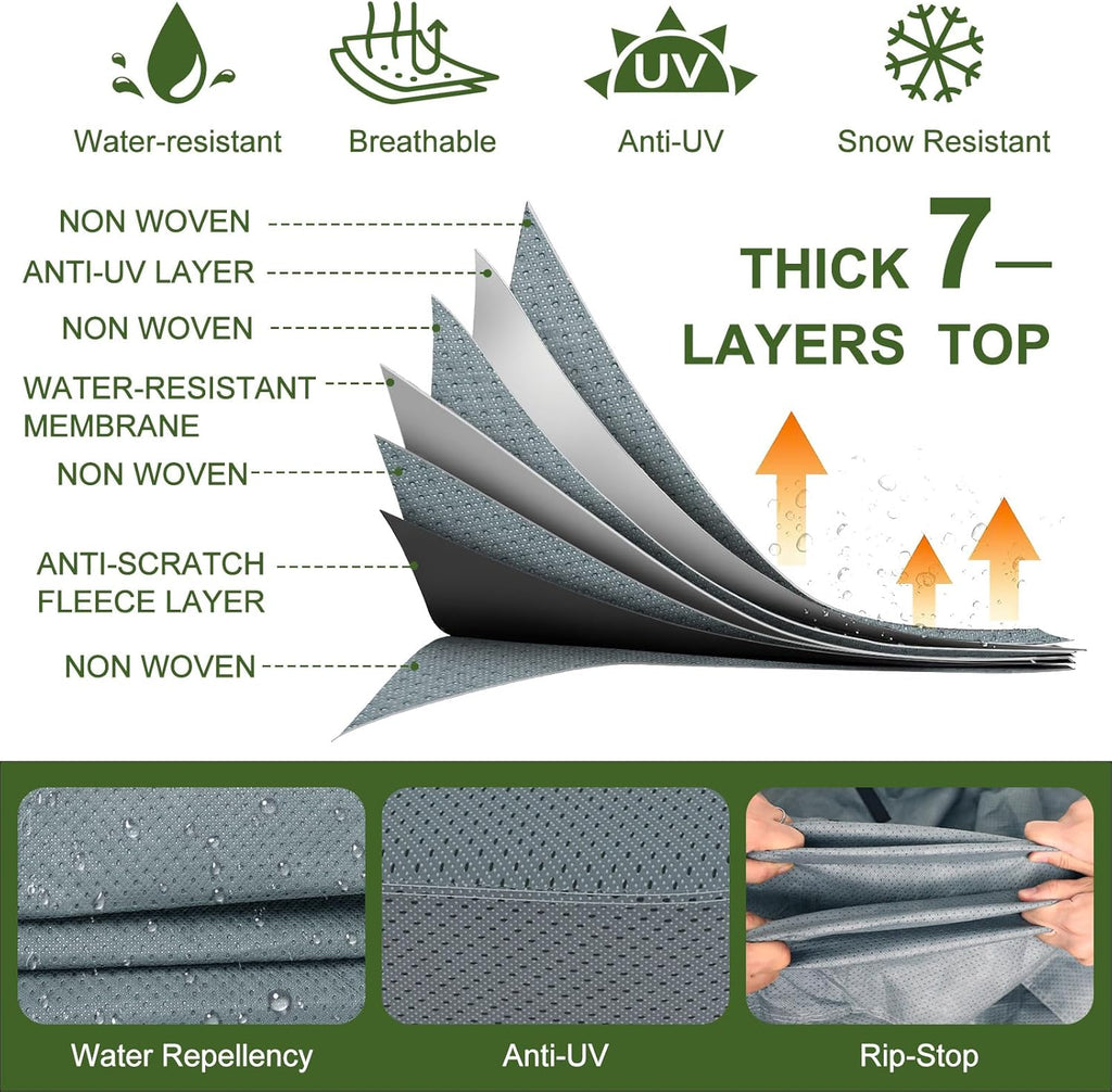 Mofeez Travel Trailer RV Cover, Extra-Thick Upgraded 7 Layers for Camper Cover 24'-27' Windproof Waterproof Rip-Stop RV Covers with Adhesive Repair Patches, 2Pcs Extra Straps & 4 Tire Covers