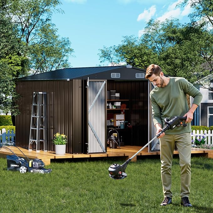 COMHOMA Shed Outdoor Storage Shed Metal, Lockable Doors Tool Sheds - Image 6