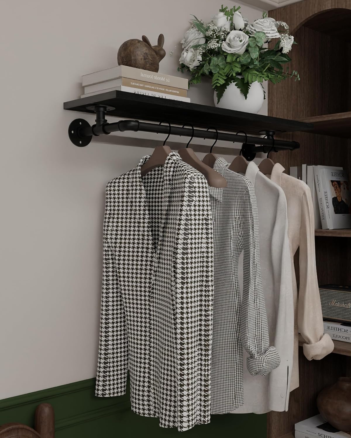black clothes rack 36in, wall mounted garment rack, main product view