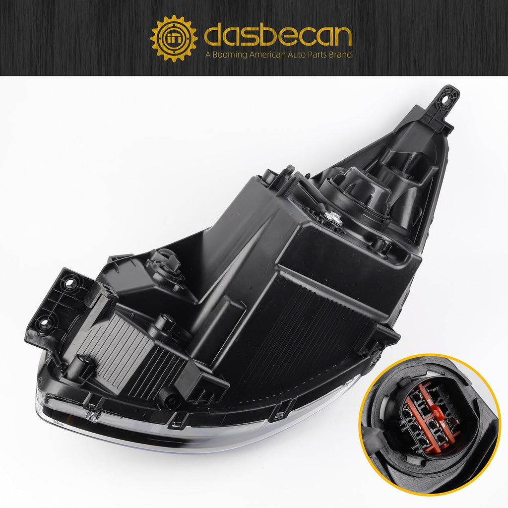Dasbecan Halogen Headlight Compatible With Kia Soul 2014-2019 Left+Right Side Headlights Assembly Chrome Housing Replaces# 92101B2270 92102B2270 KI2502167 KI2503167(W/O Bulbs)