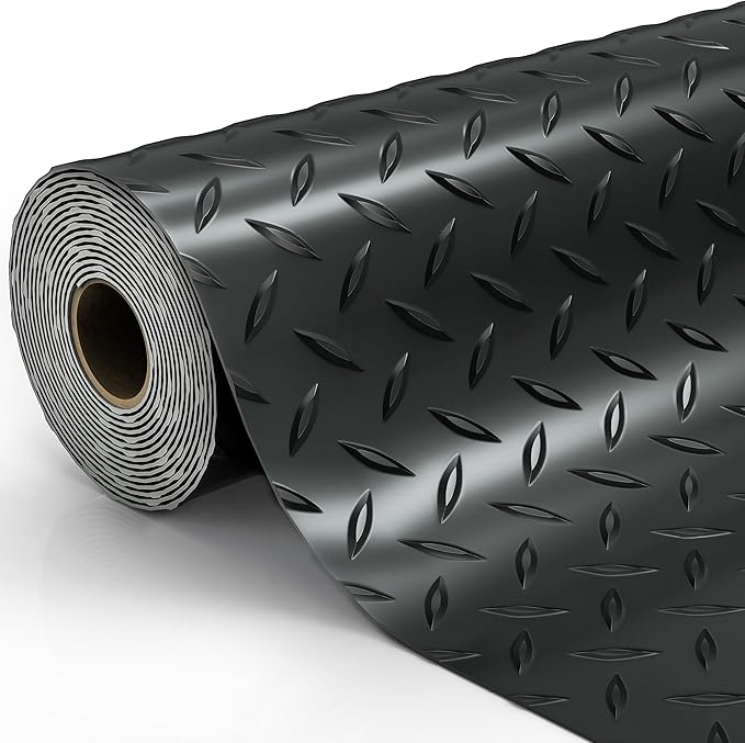 8.2x21 FT Garage Floor Mat, 2.8mm Thickened Diamond Plate PVC Garage Flooring by Unknown