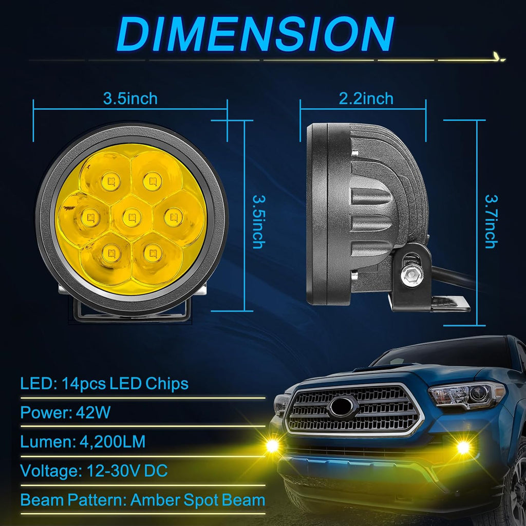 amber led pod lights, acec shop 2pcs 42w shown in use