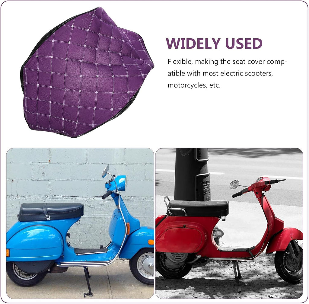 Luxshiny Motorcycle Seat Protector Cover Breathable Anti-Slip Cushion Large Purple Fabric Grid Seat Cover for Electric Scooter Moped Outdoor Use Seasons