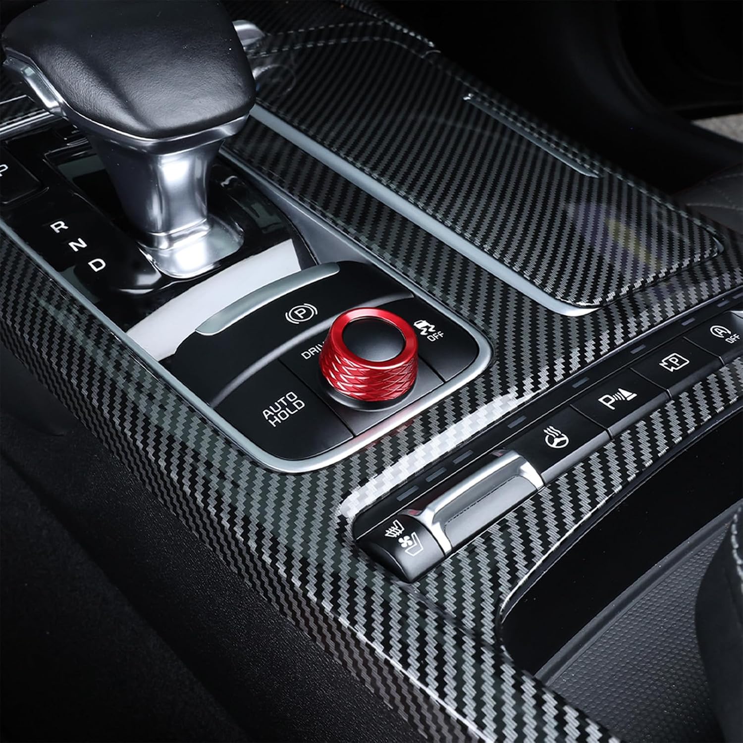 Premium Aluminum Alloy Drive Mode Knob Cover Compatible with Kia Stinger 2018-2023 Accessories, Scratch-Proof, Weighted Feel (Red)