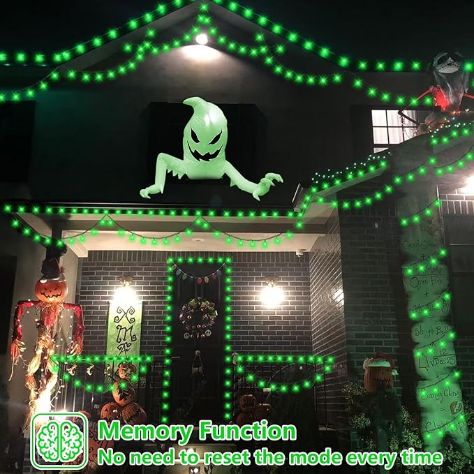 YEGUO 165ft 500 LED Halloween Lights Outdoor Waterproof, 8 Modes Green String...