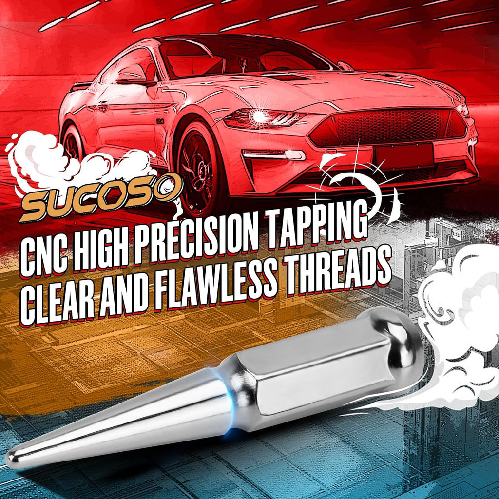 14x1.5 Spiked Lug Nuts 6x5.5 Chevy, Chrome Spike Lug Nuts Chevy Silverado 6 Lug Conical Bulge Seat with 1 Socket Key Fit Silverado Suburban GMC Sierra Yukon Dodge Ram 1500 Ford F150 Aftermarket Wheel