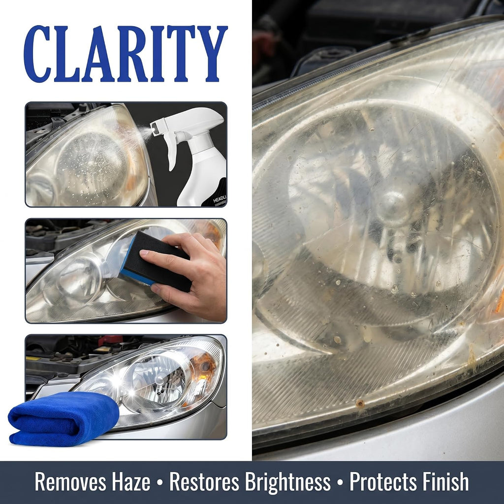 Headlight Restoration Kit for Cars, Headlight Repair Kit 180mL + 10mL, Headlight Cleaner and Restorer for Cloudy, Yellowed and Oxidized Lenses, Car Headlight Lens Cleaner 1 Pack