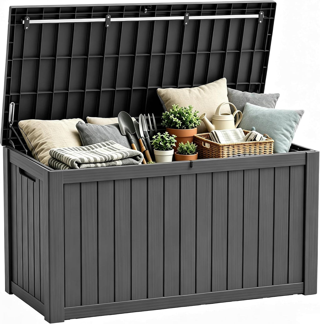 resin outdoor deck storage box waterproof (black, 180, main product view