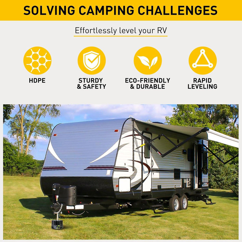 Trailer Jack Block - RV Leveling Blocks for Travel Trailers Wheels and Any Jack, 20,000 lbs RV Jack Blocks with Bag, Camper Universal Compatibility & Convenient Storage 1 Pack