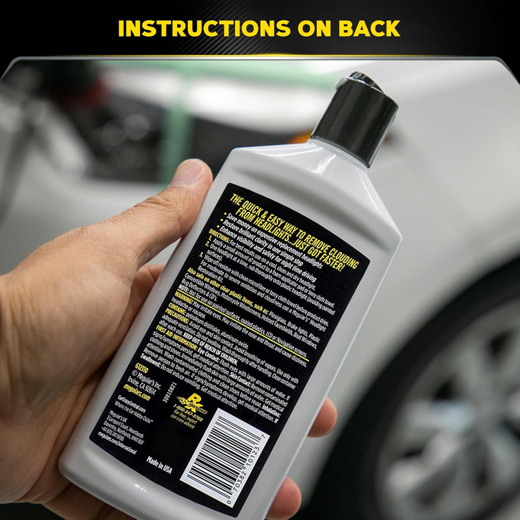 Meguiar's PlastX Clear Plastic Polish, Headlight Restoration Polish, Plastic Cleaner & Scratch Remover, Restores Clarity, Removes Yellowing, Oxidation & Cloudiness, 10 Oz
