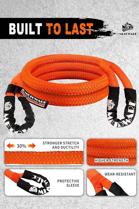 METOWARE Recovery Kit, Kinetic Recovery Rope 35, 000 LBS - Image 2