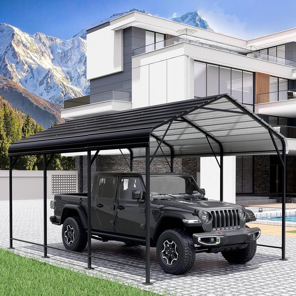 leveleve 10x15 ft heavy-duty metal carport, galvanized steel, main product view