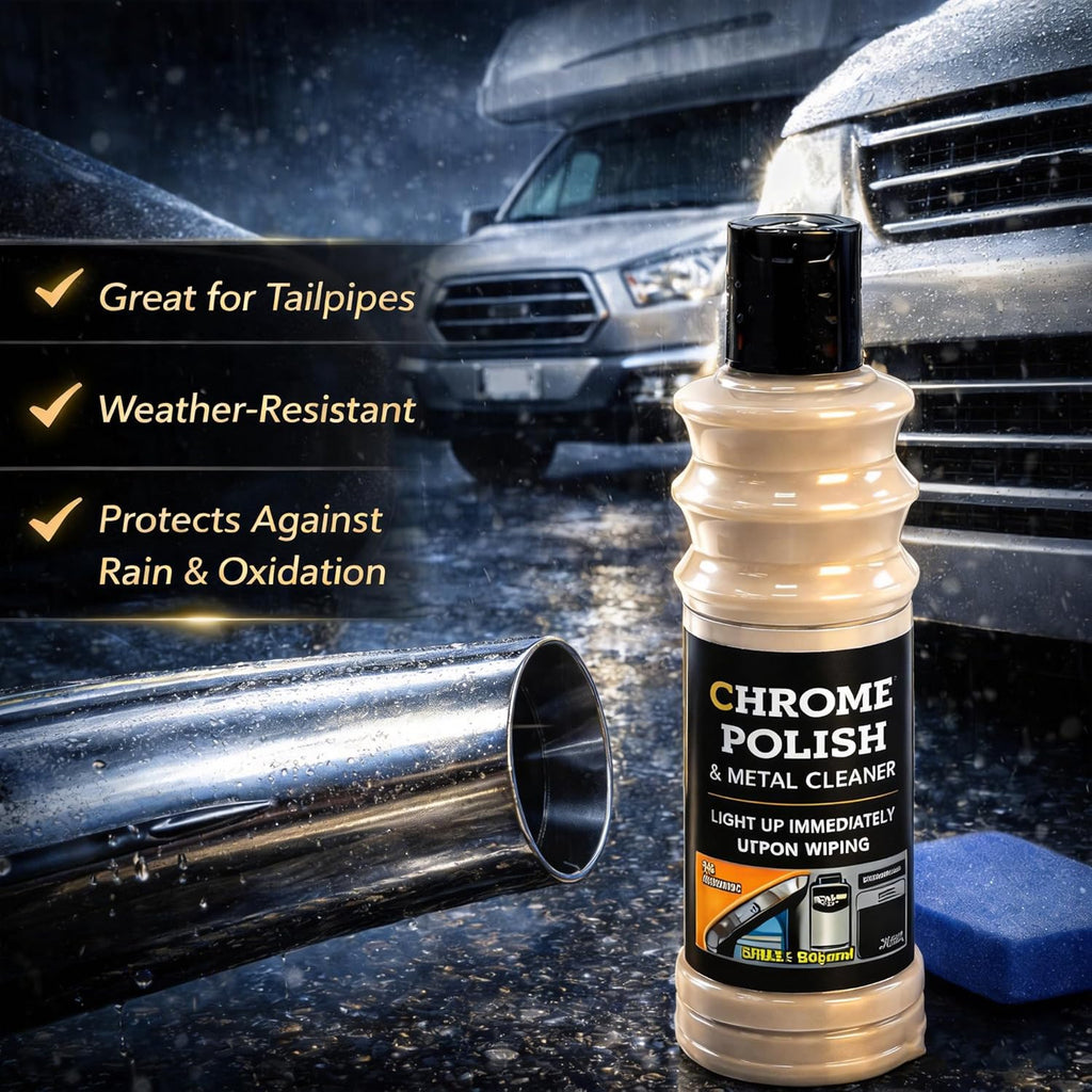 Chrome Polish & Metal Cleaner for Cars 5.07 fl oz, Rust Remover for Metals | Cleans & Restores Aluminum, Stainless Steel, Golf Clubs, Silver, Brass, Copper & Jewelry. 180-Day Shine Paint Protection.