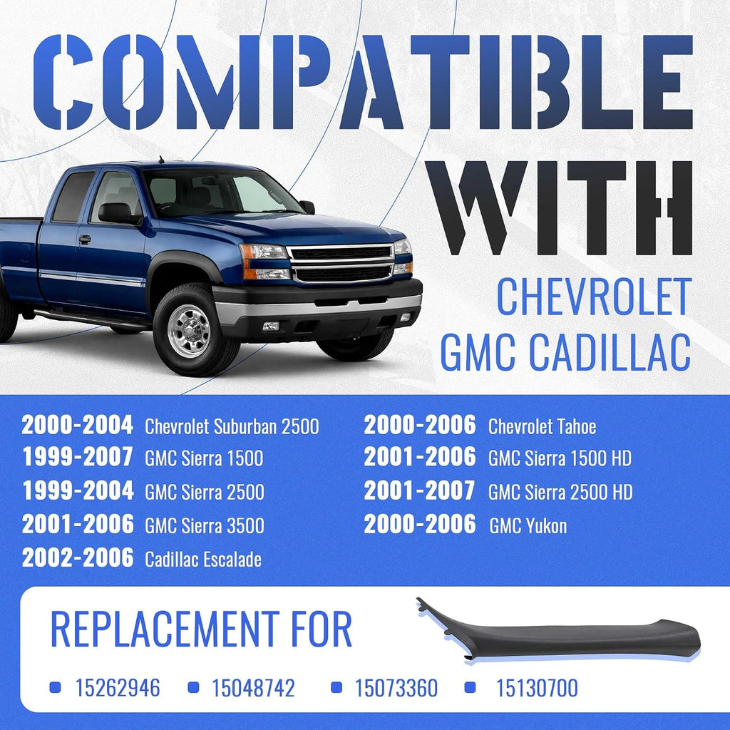 HECASA Windshield A Pillar Grab Compatible with 1999-2007 Chevy Chevrolet Silverado Suburban GMC Sierra Yukon Cadillac Escalade W/O Speaker Replacement for 15262946 Right Side Dark Gray