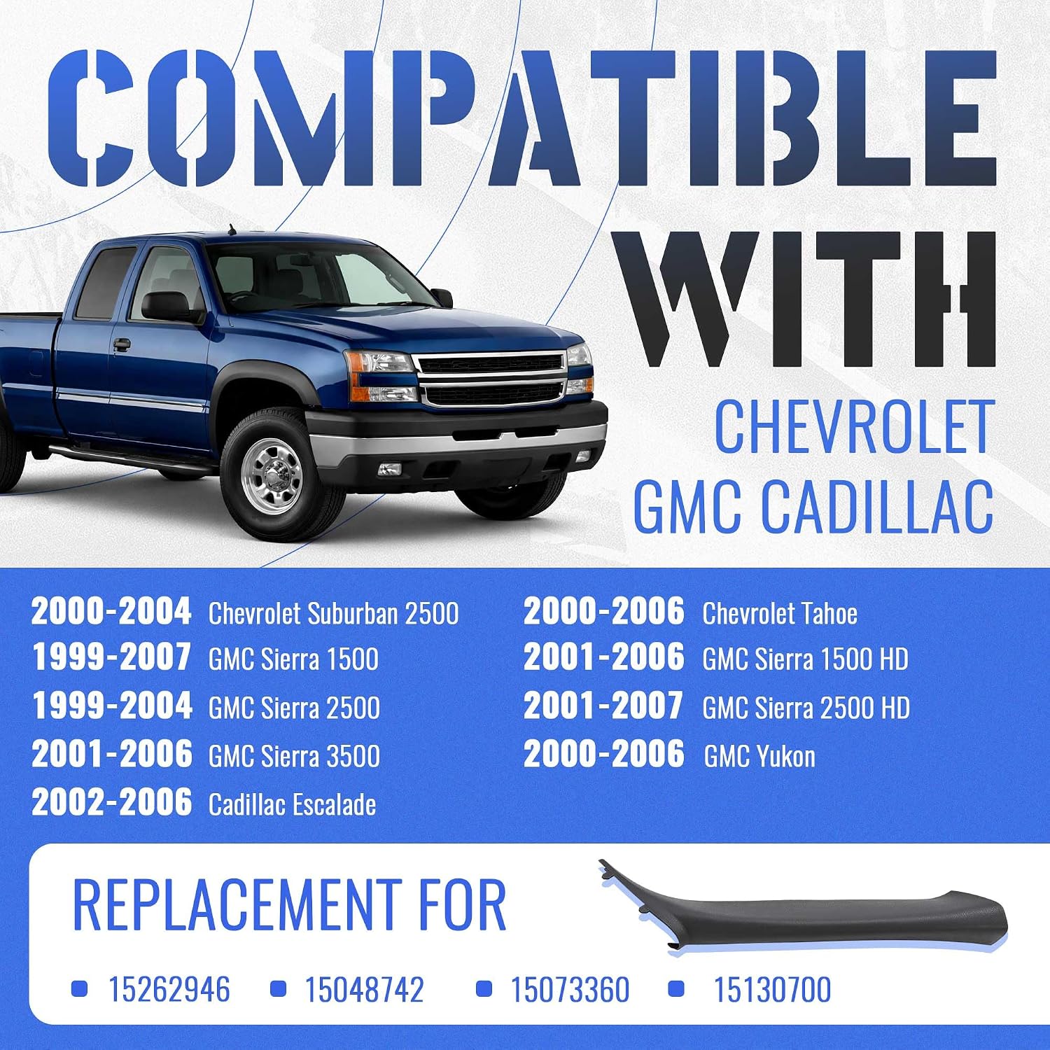 HECASA Windshield A Pillar Grab Compatible with 1999-2007 Chevy Chevrolet Silverado Suburban GMC Sierra Yukon Cadillac Escalade W/O Speaker Replacement for 15262946 Right Side Dark Gray