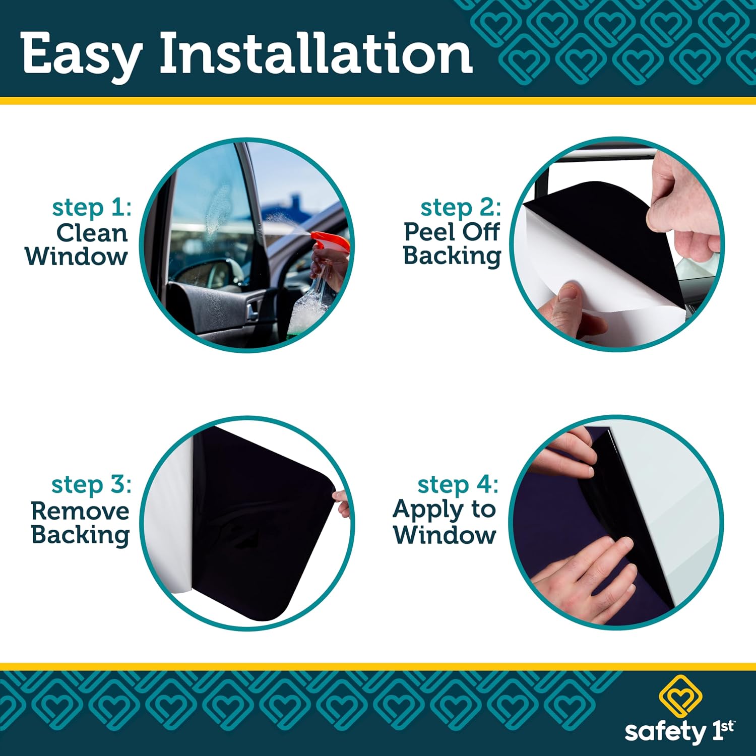 Safety 1st Cling Car Window Shades, 2 Pieces, Black Tint | Sun Blocker, UV Protection, Static Cling, Privacy Shade, For Baby