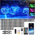 8PCS Motorcycle RGB LED Light Kits with Brake Turn Signal, Underglow Lights with APP/Dual Remote, Multicolor 12v Waterproof Underbody Neon Strips Lights for Harley Honda Kawasaki Yamaha Suzuki
