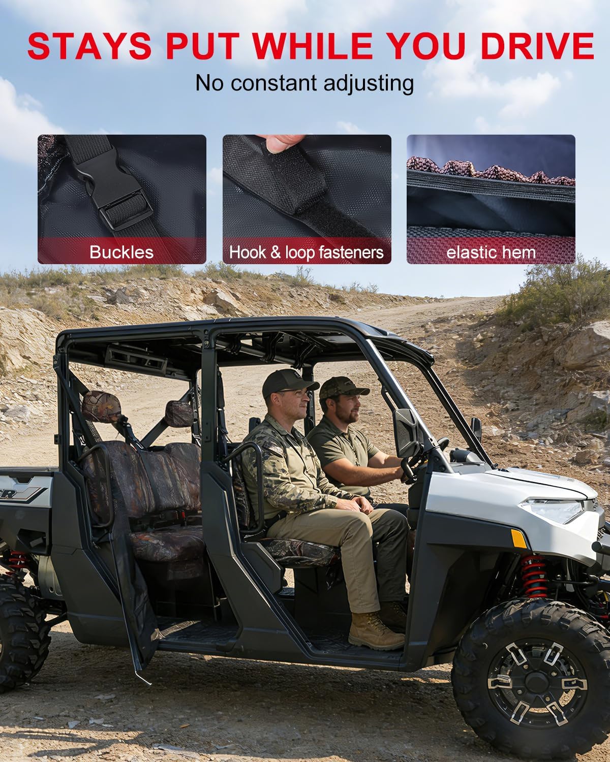 UTV Seat Covers Compatible with Polaris Ranger Crew 1000 Premium 2020–2025 and Ranger Crew XP 1000 2017–2021, Waterproof 1680D Oxford-Fabric Camo Seat Covers for Outdoor