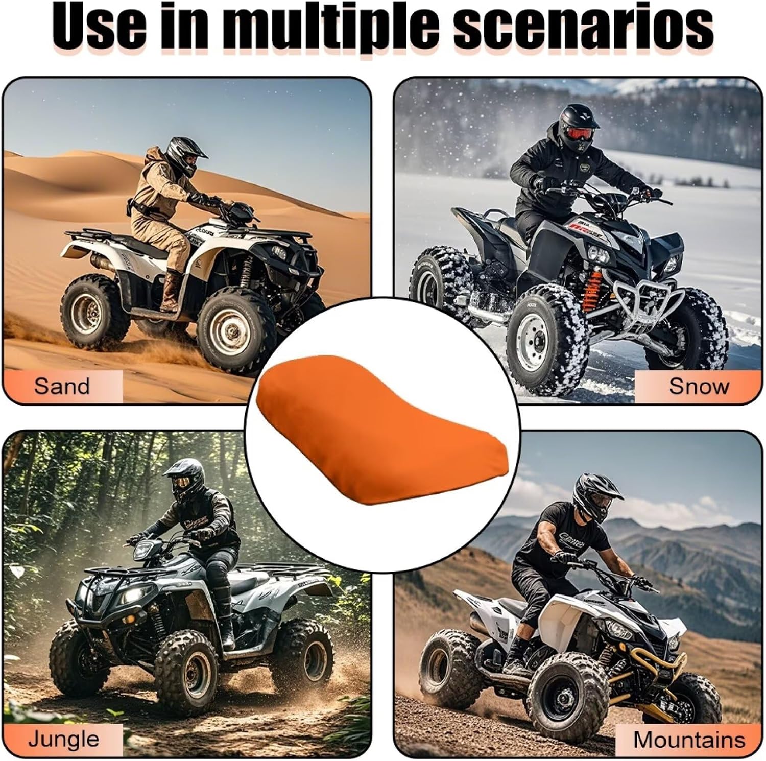 ELEQIN ATV Seat Cover Four Wheeler Accessories Orange Pad Protector Breathable Waterproof ATV Back Seat Cover Fit for Sportsman Rancher Foreman Scrambler Kodiak Polaris Scrambler