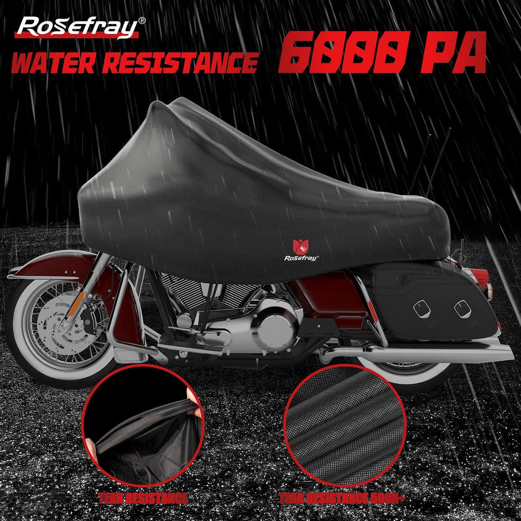 420D Motorcycle Half Cover-Outdoor Waterproof All Weather Protection Lightweight Half Cover,Black XL Size for Most Touring Models Harley Davidson,Honda Goldwing,Road King Street Glide