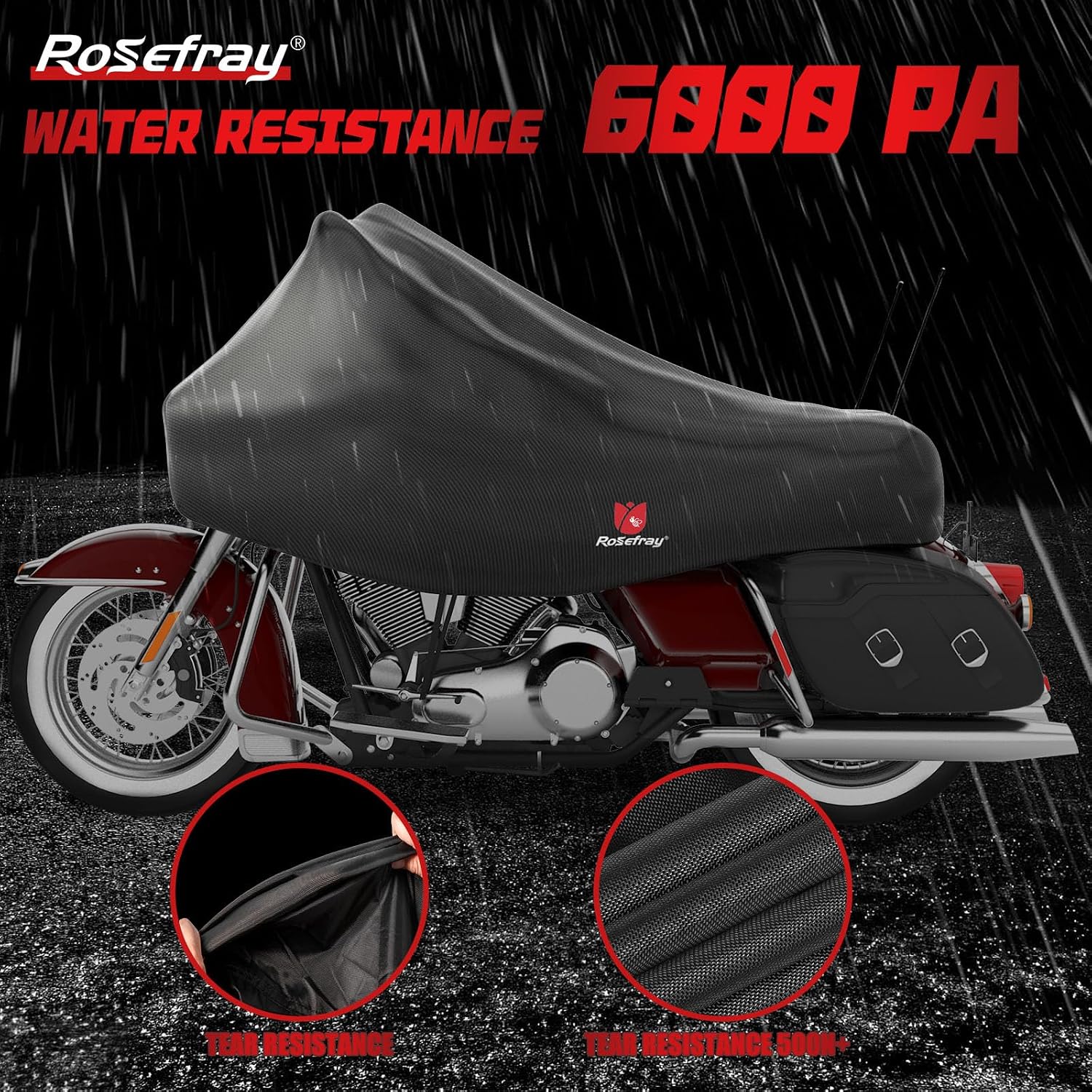 420D Motorcycle Half Cover-Outdoor Waterproof All Weather Protection Lightweight Half Cover,Black XL Size for Most Touring Models Harley Davidson,Honda Goldwing,Road King Street Glide