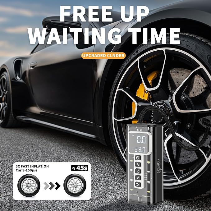 Tire Inflator Portable Air Compressor – 20000mAh Battery, 150PSI Cordless Bike - Image 3