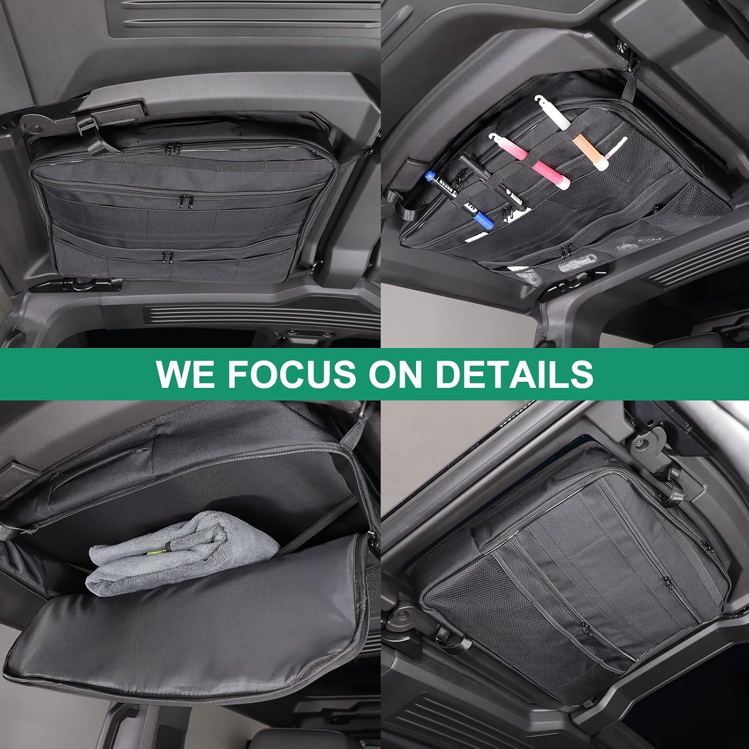 Car Sunroof Organizer Bag Compatible with 2024 2025 2026 Hummer EV Hardtop Roof Panel Storage Bag Waterproof Foldable Multi-Function Car Rooftop Carrier Storage Bags (Rear Top Roof Glass-Left)